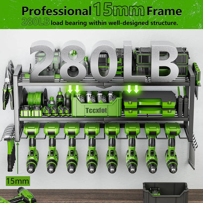 3-Layer Wall Mount Drill Holder – Garage Tool Organizer Rack