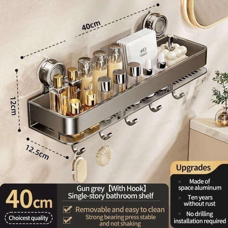 Shower Caddy – Home Standard Wall Mounted Aluminum Suction Cup Storage Rack