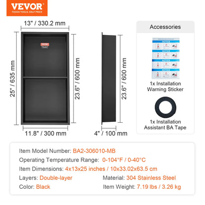 Stainless Steel Shower Niche – Double Tier Recessed Wall Shelf