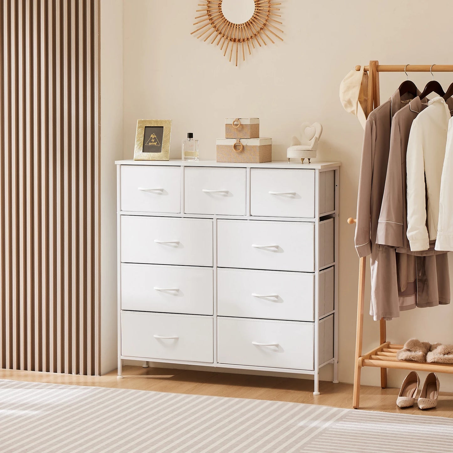 9-Drawer Bedroom Dresser – Fabric Storage Organizer with Metal Frame