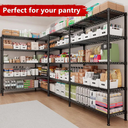 70" Heavy-Duty 5-Tier Metal Wire Shelving Unit – Black