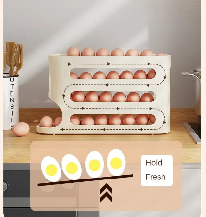 Automatic Rolling Egg Storage Box – Multi-Layer Plastic Rack