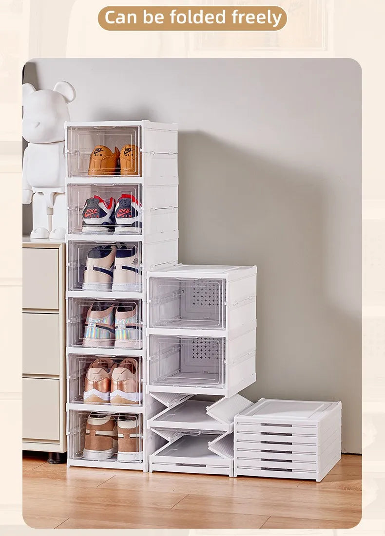 Foldable Clear Shoe Box – 6-Layer Stackable Sneaker Organizer