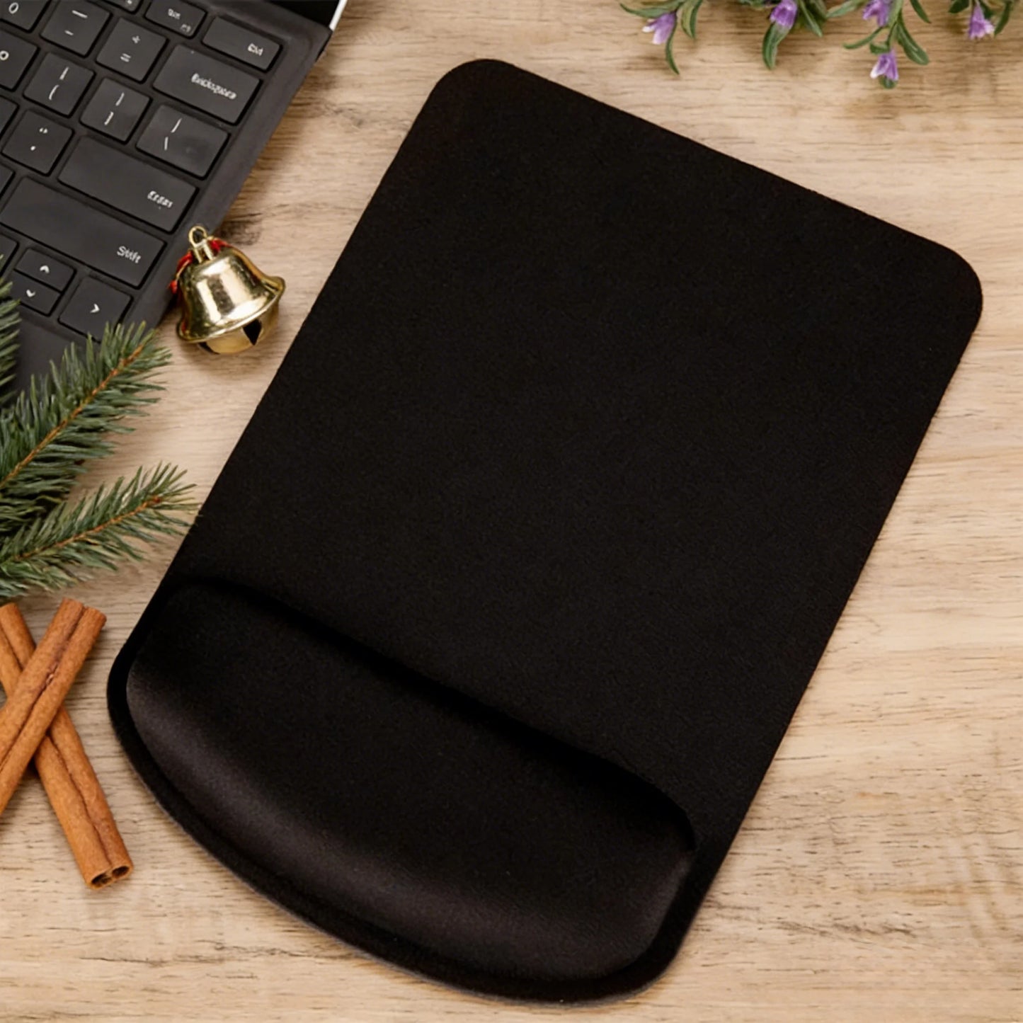 Home Standard Ergonomic Mouse Pad – Black Fabric with Wrist Support