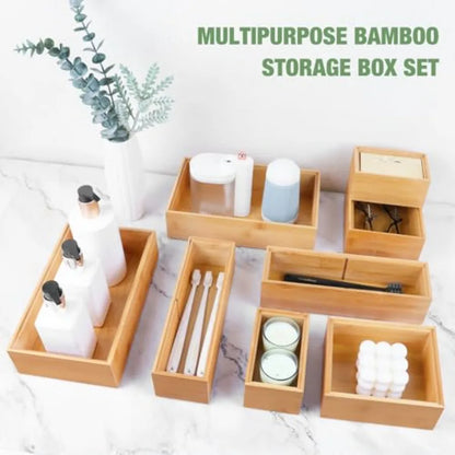 Bamboo Drawer Organizer Set – 8-Piece Wood Storage Bin Divider