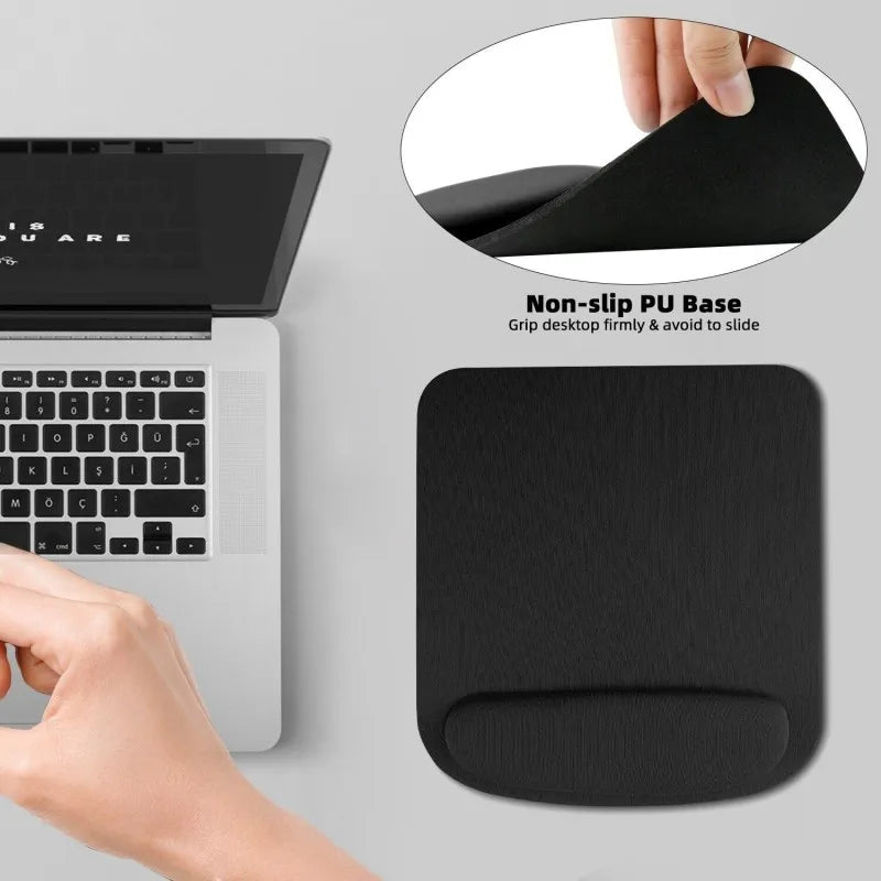Home Standard Ergonomic Mouse Pad – Black Fabric with Wrist Support