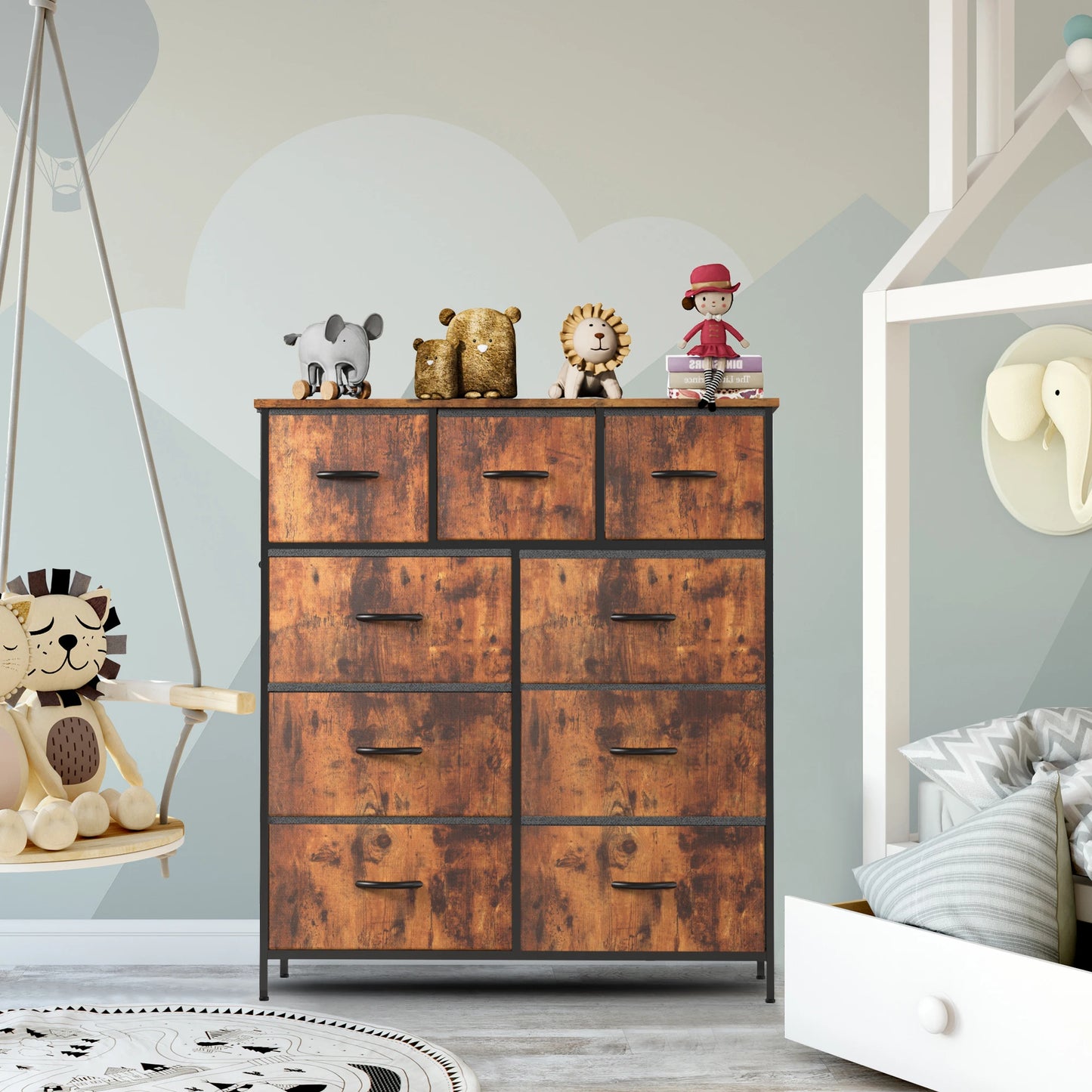 9-Drawer Bedroom Dresser – Fabric Storage Organizer with Metal Frame
