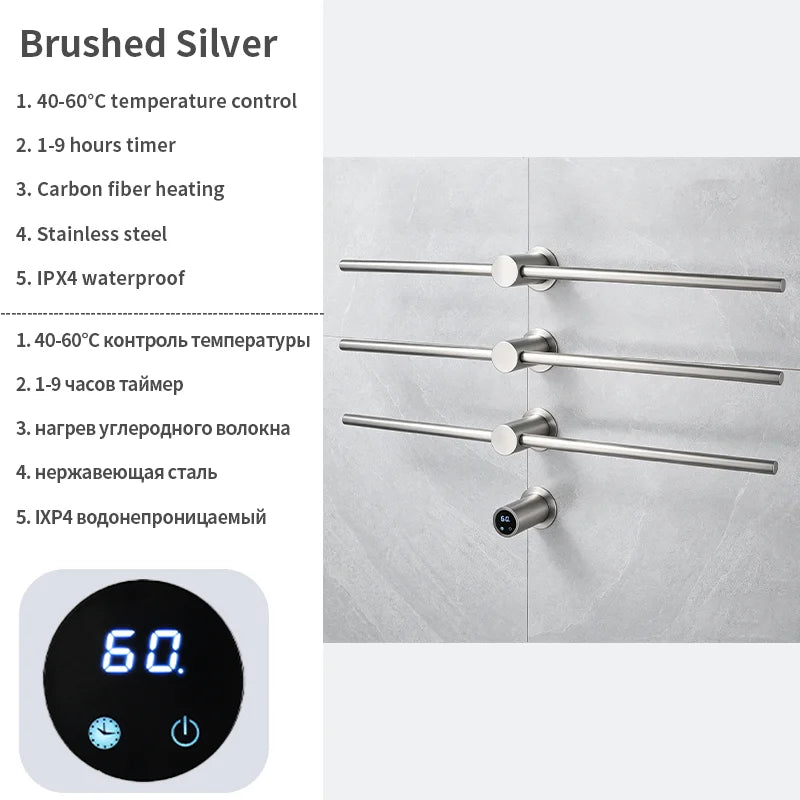 Home Standard | Electric Heated Towel Rail – Smart Control Towel Warmer SS304 Hidden Wire
