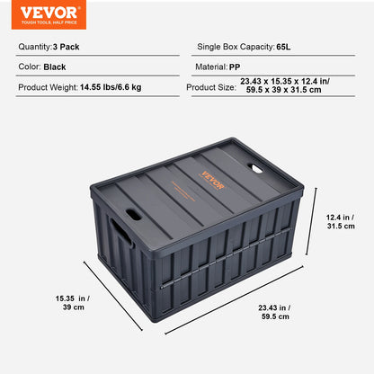 Collapsible Storage Bins – 3-Piece Stackable Utility Crate Set