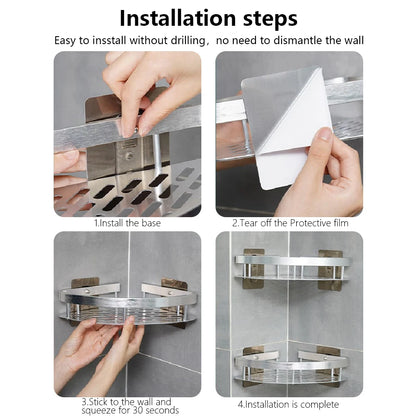 Wall Mounted Shower Caddy – Space Aluminum Corner Shelf