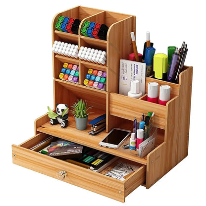 Wooden Desk Organizer – DIY Stationery Storage with Drawer