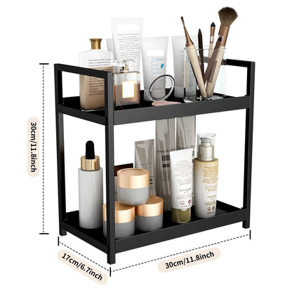 2-Tier Metal Countertop Organizer – Cosmetic & Bathroom Storage Shelf