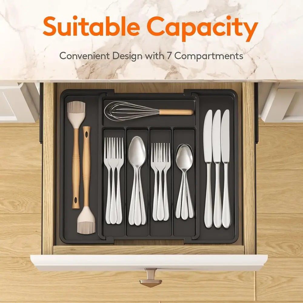 Silverware Organizer – 7-Compartment Plastic Tray