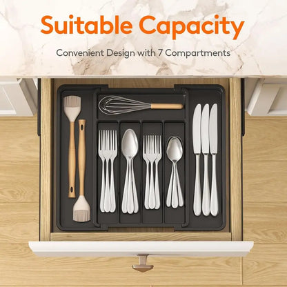 Silverware Organizer – 7-Compartment Plastic Tray