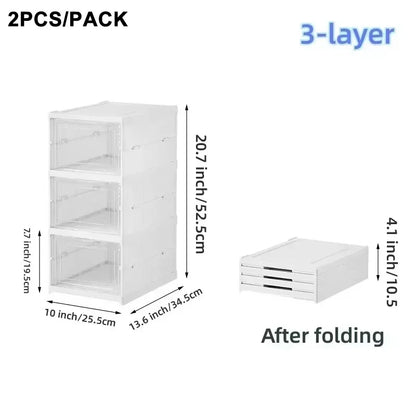Foldable Clear Shoe Box – 6-Layer Stackable Sneaker Organizer