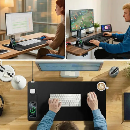 Wireless Charging Mouse Pad – 15W Fast Charge 4-in-1 Desk Mat