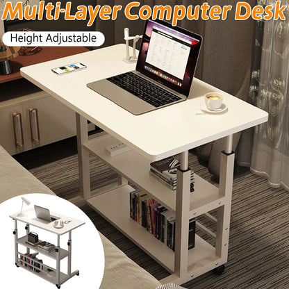 Height Adjustable Laptop Desk – Mobile Wooden Rolling Workstation