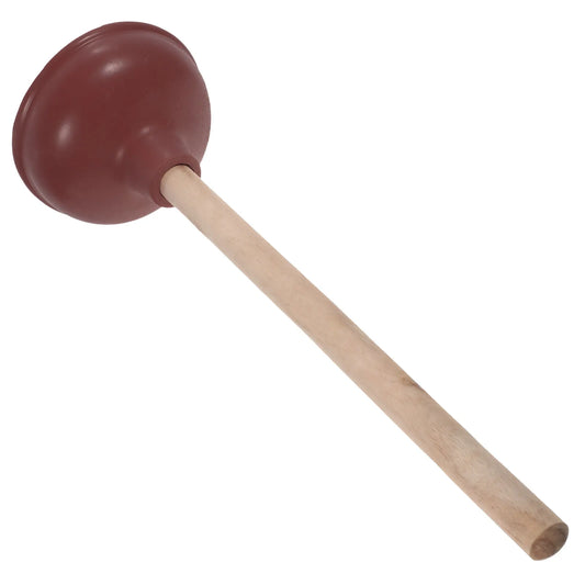 Wooden Handle Toilet Plunger – Heavy Duty Rubber Suction Cup, Portable Drain Clog Remover