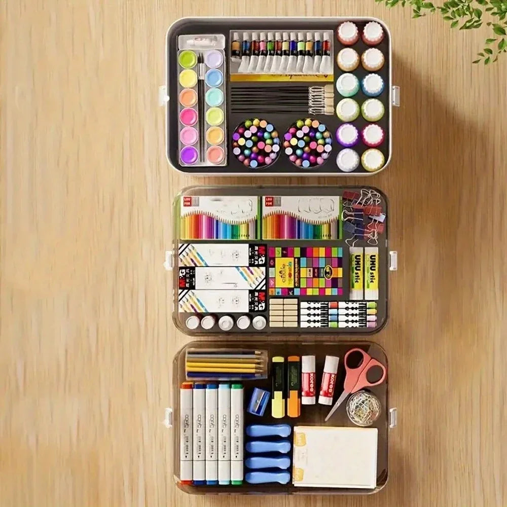 Multi-layer Stationery Organizer – Portable Plastic Desk Box
