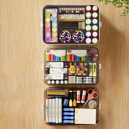 Multi-layer Stationery Organizer – Portable Plastic Desk Box