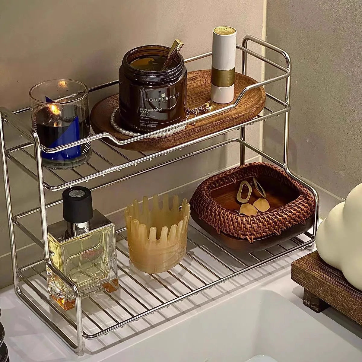 Metal Bathroom Sink Storage Rack – Minimalist Double-Layer