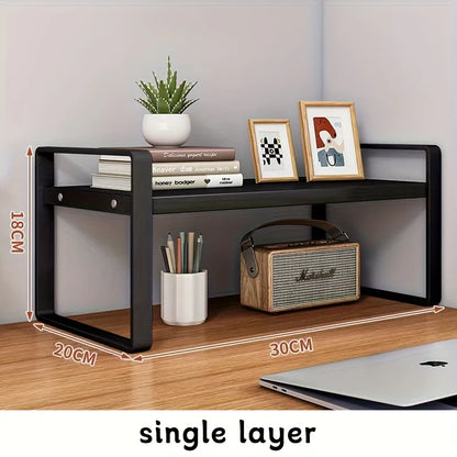 Iron Desk Storage Rack – Minimalist Multi-Tier Office Shelving
