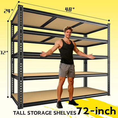 5-Tier Heavy Duty Garage Shelving – 48" Metal Storage Rack