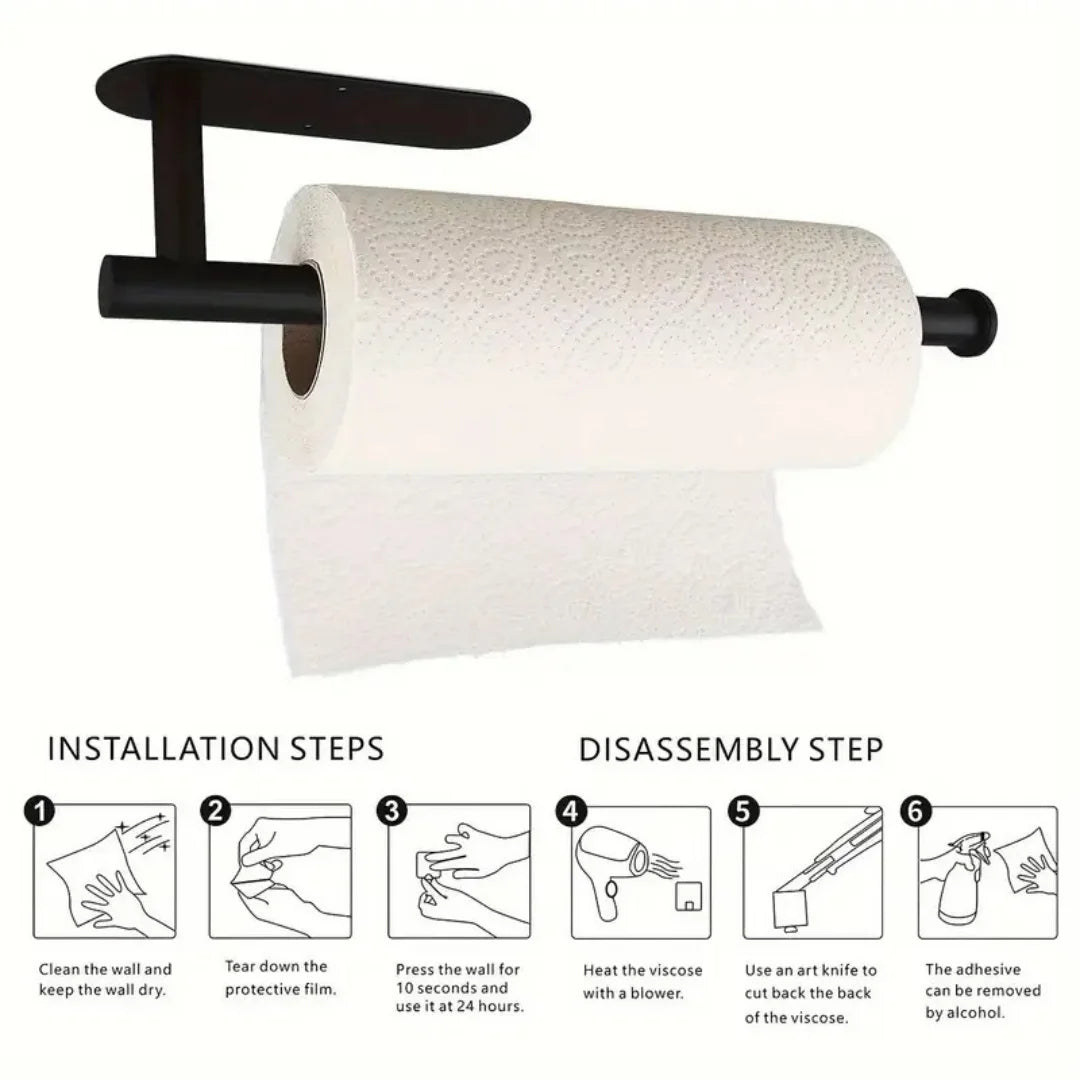 Adhesive Paper Towel Holder Under Cabinet – Rustproof Kitchen Organizer Rack