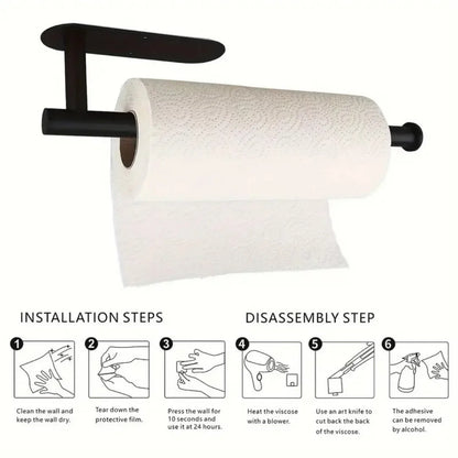 Adhesive Paper Towel Holder Under Cabinet – Rustproof Kitchen Organizer Rack