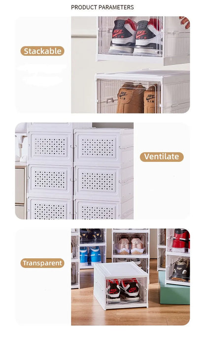Foldable Clear Shoe Box – 6-Layer Stackable Sneaker Organizer