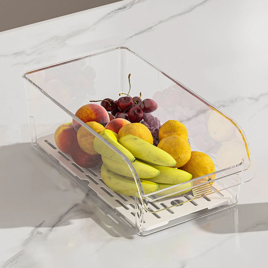 Clear Fridge Organizer – Rectangular Plastic Storage Bin