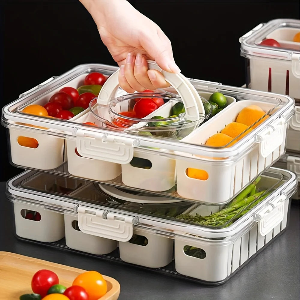 Snackle Box Snack Tray – Portable Plastic Food Container with Handle