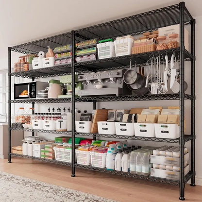 70" Heavy-Duty 5-Tier Metal Wire Shelving Unit – Black