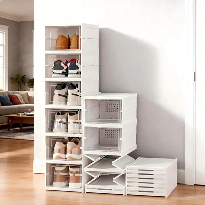Foldable Clear Shoe Box – 6-Layer Stackable Sneaker Organizer