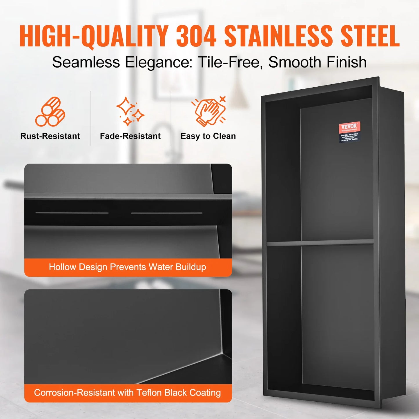 Stainless Steel Shower Niche – Double Tier Recessed Wall Shelf