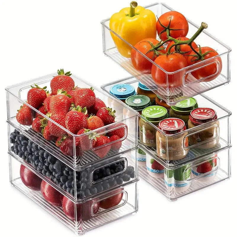 3 Piece Transparent Refrigerator Storage Box – Plastic Food Bin