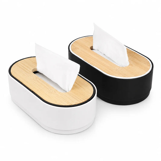 Bamboo Tissue Box Cover – Wooden Countertop Dispenser