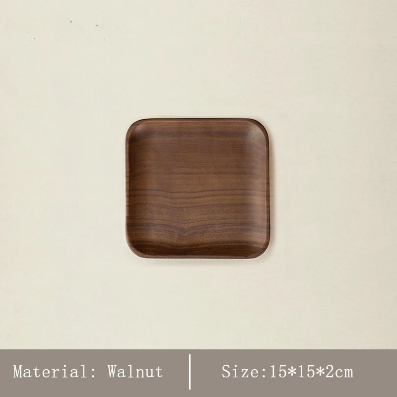 Japanese-Style Minimalist Wooden Serving Tray – Beech & Walnut Desk Organizer