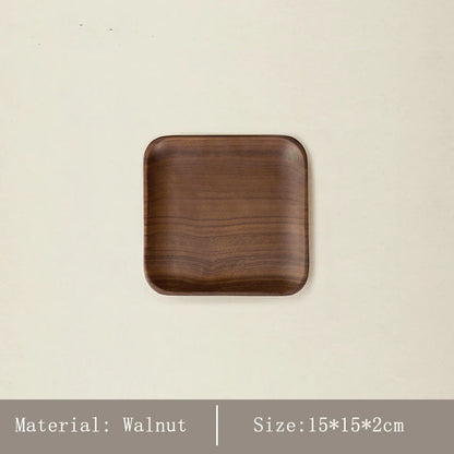 Japanese-Style Minimalist Wooden Serving Tray – Beech & Walnut Desk Organizer