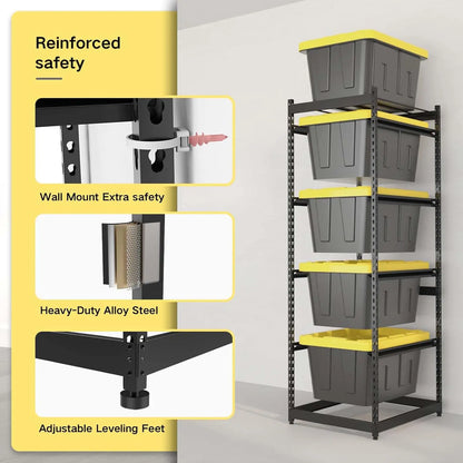 5-Tier Heavy-Duty Metal Storage Rack – 250 lb Capacity