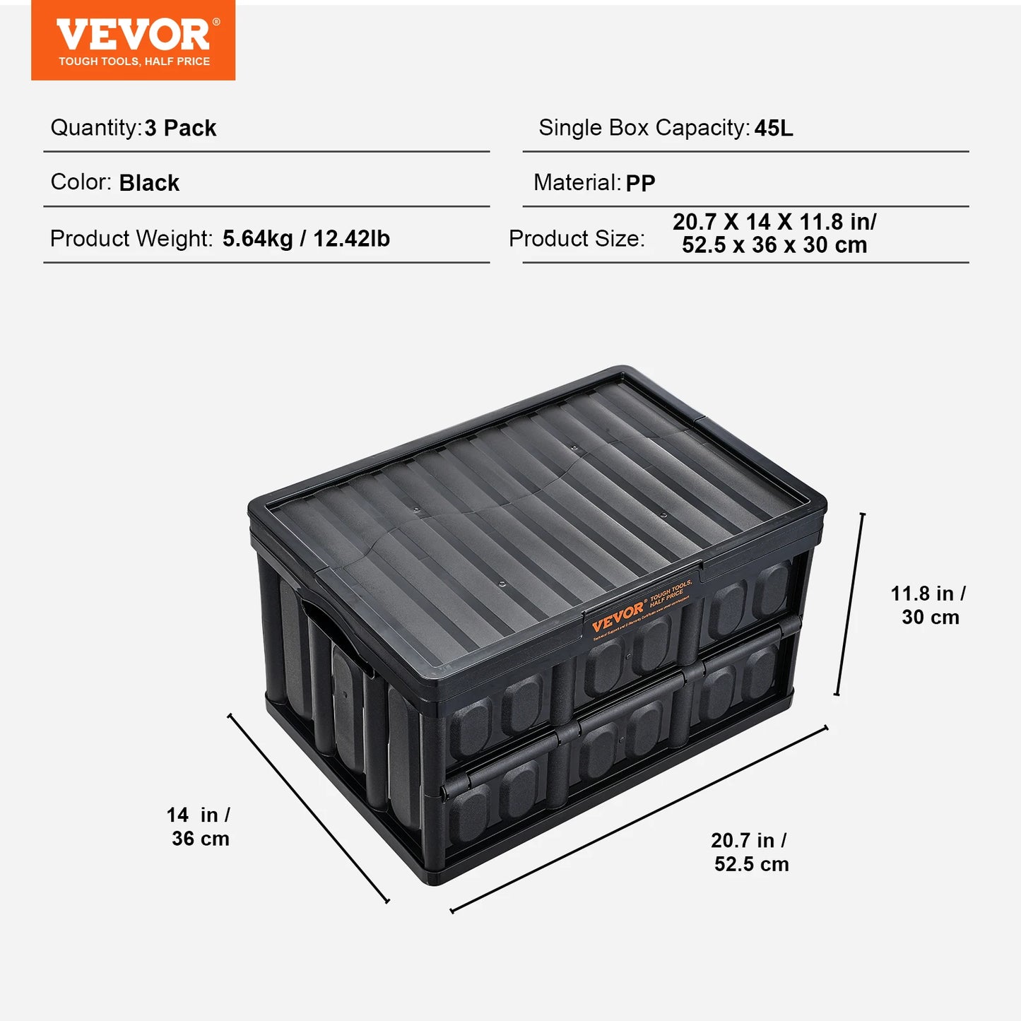 Collapsible Storage Bins – 3-Piece Stackable Utility Crate Set