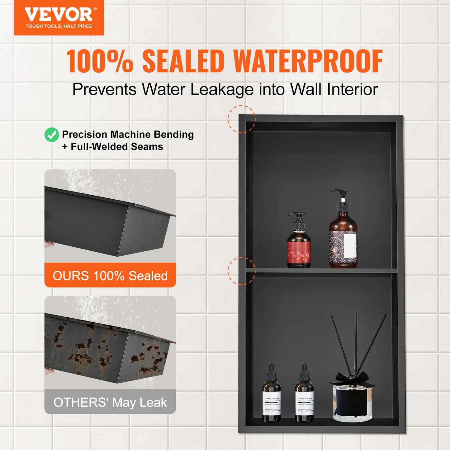 Stainless Steel Shower Niche – Double Tier Recessed Wall Shelf