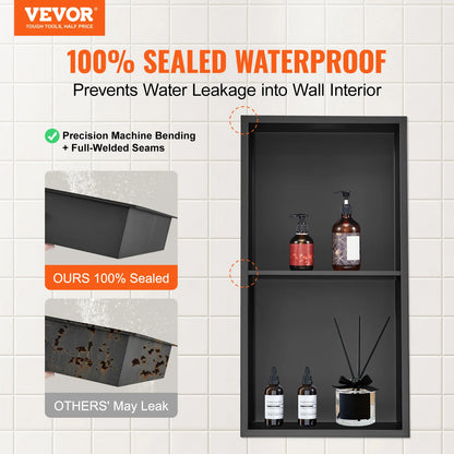 Stainless Steel Shower Niche – Double Tier Recessed Wall Shelf