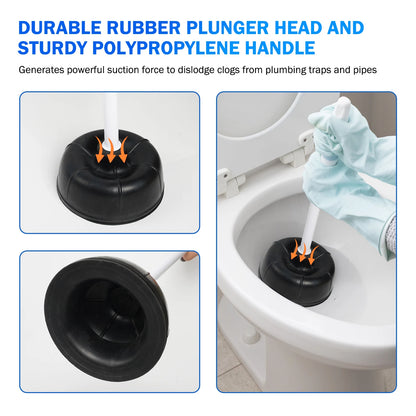 Heavy Duty Toilet Plunger – Rubber Suction Cup, Multi-Purpose Drain Unclogger