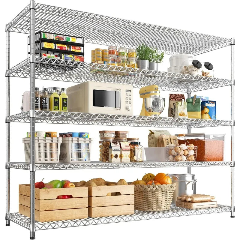 REIBII 5-Tier Heavy Duty Wire Shelving Unit – 55.5" Metal Storage Rack
