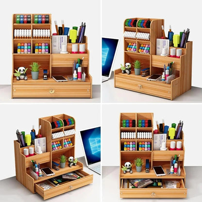 Wooden Desk Organizer – DIY Stationery Storage with Drawer