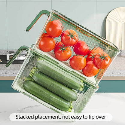 Stackable Refrigerator Storage Box – PET Food Organizer with Lid