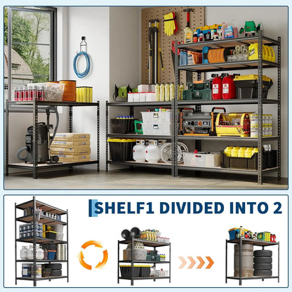 5-Tier Heavy Duty Metal Shelving Unit – 72"H, 4 Pack
