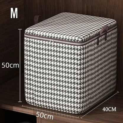 Houndstooth Storage Bag – Large Folding Polyester Organizer for Bedding