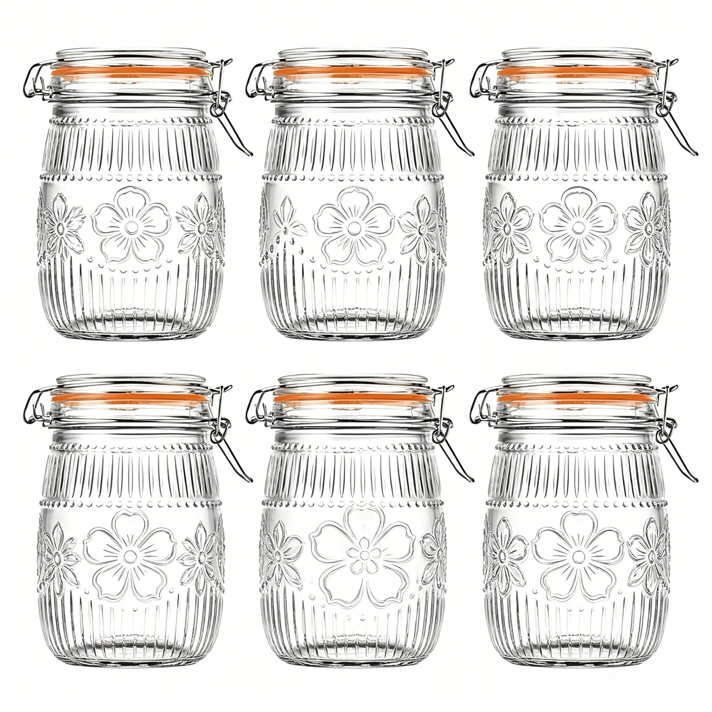 Wide Mouth Mason Jars 32oz – Airtight Glass Canisters 6-Pack